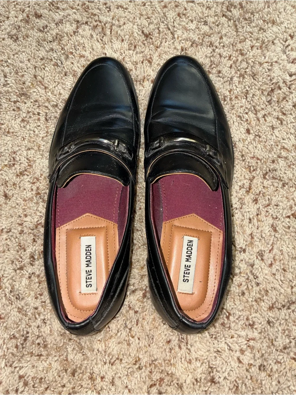 Men's Black Leather Slip-On Dress Loafers